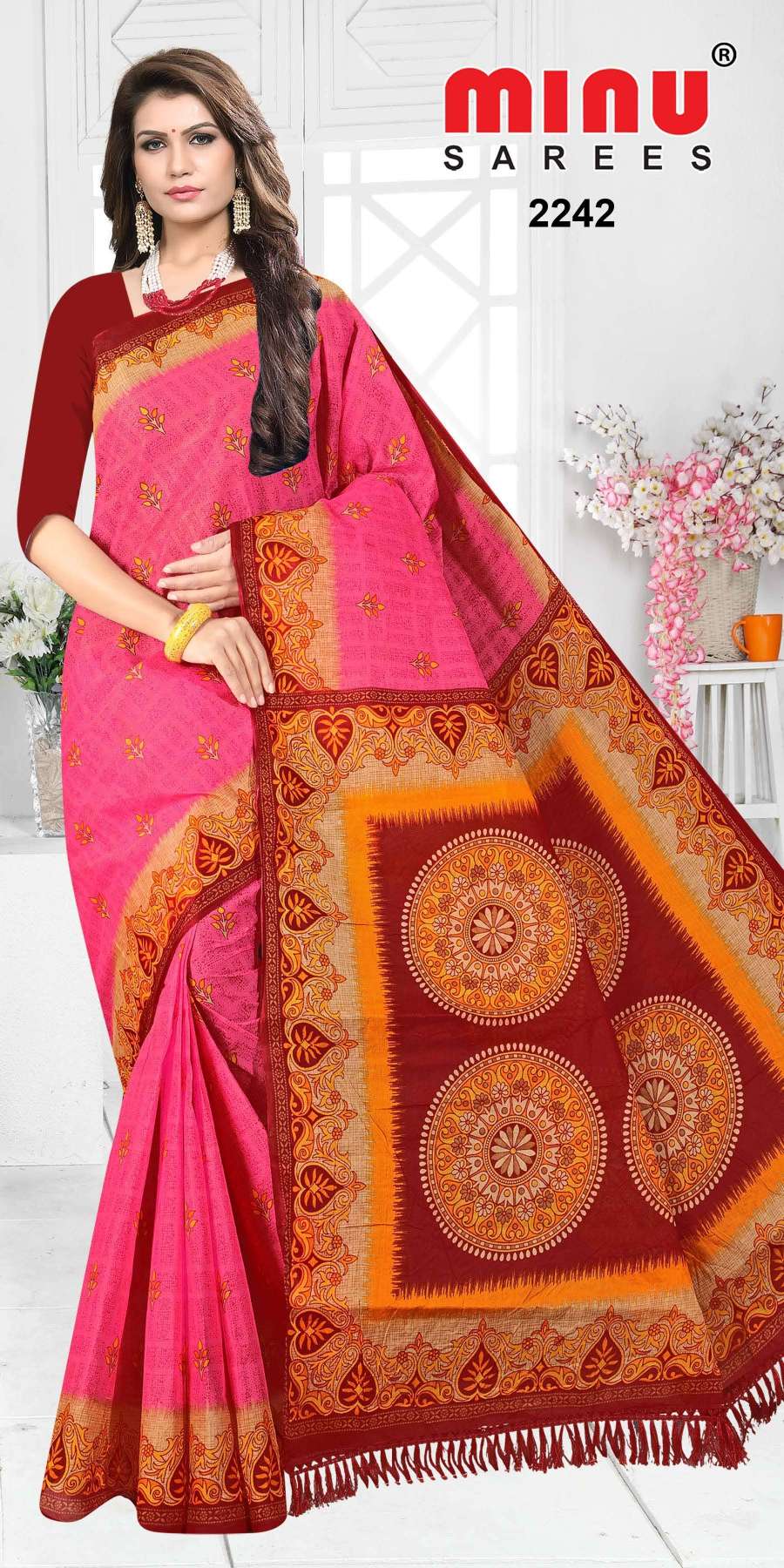 Minu GRAPES Cotton Printed Saree-10P Catalog