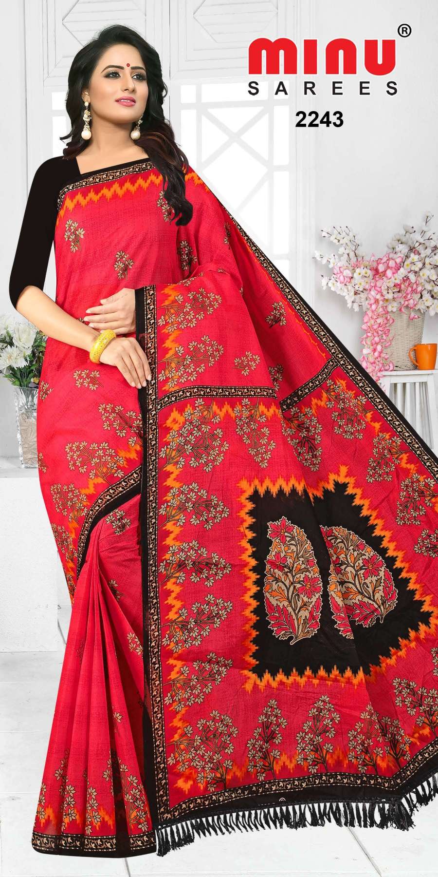 Minu GRAPES Cotton Printed Saree-10P Catalog