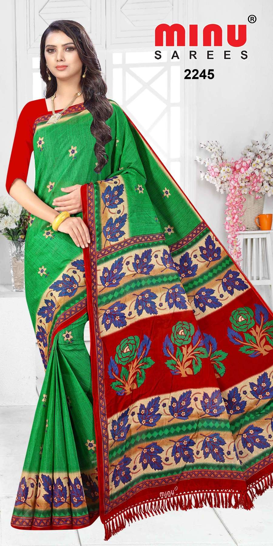 Minu GRAPES Cotton Printed Saree-10P Catalog