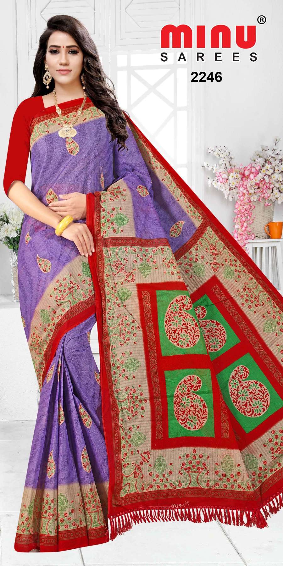 Minu GRAPES Cotton Printed Saree-10P Catalog