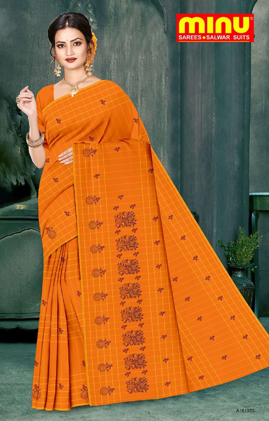 Minu JYOTI Premium Cotton Embroidered Saree Catalog, Pack Of 8Pcs