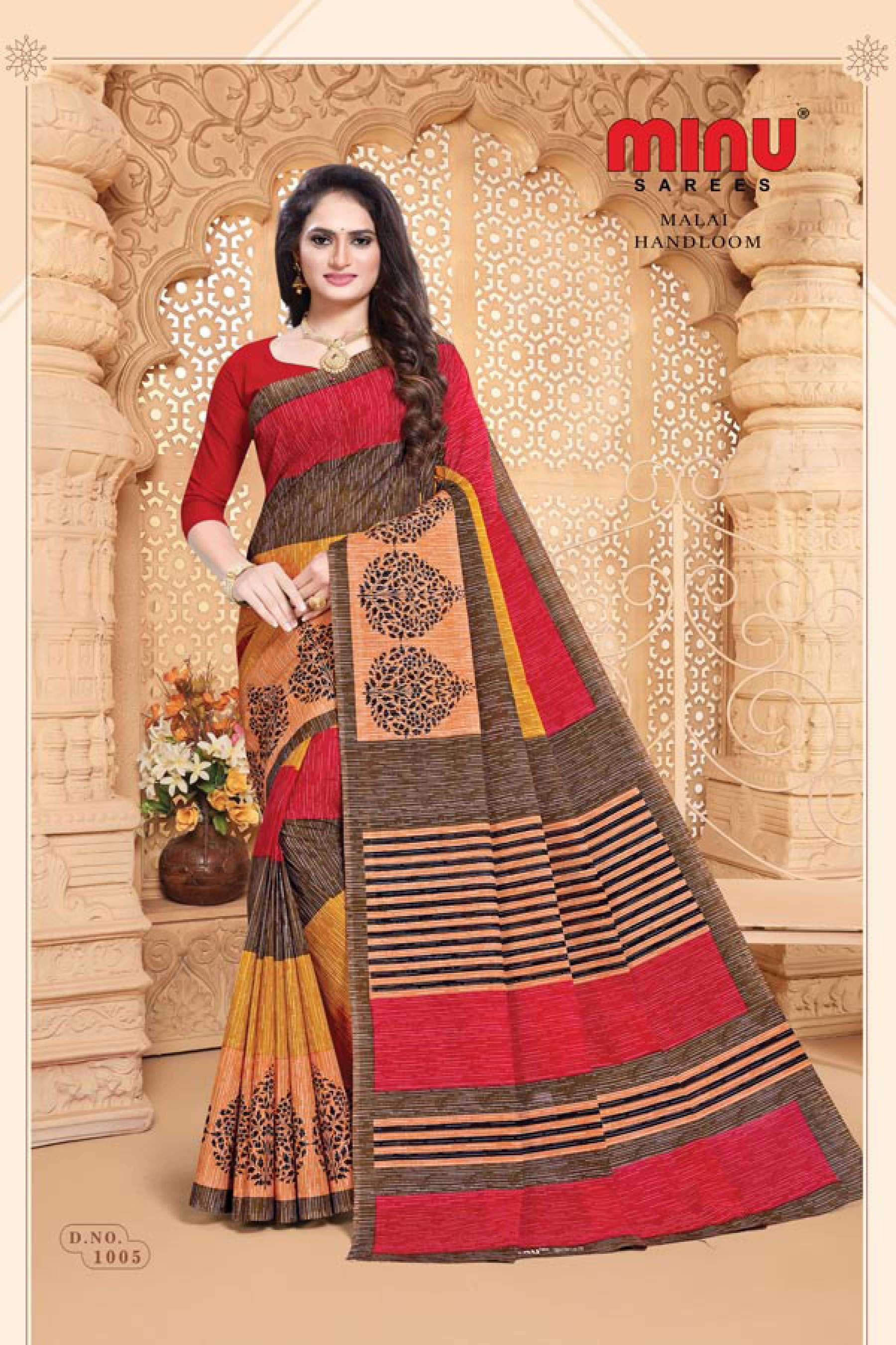 Minu MALAI HANDLOOM Cotton Saree-10P Catalog