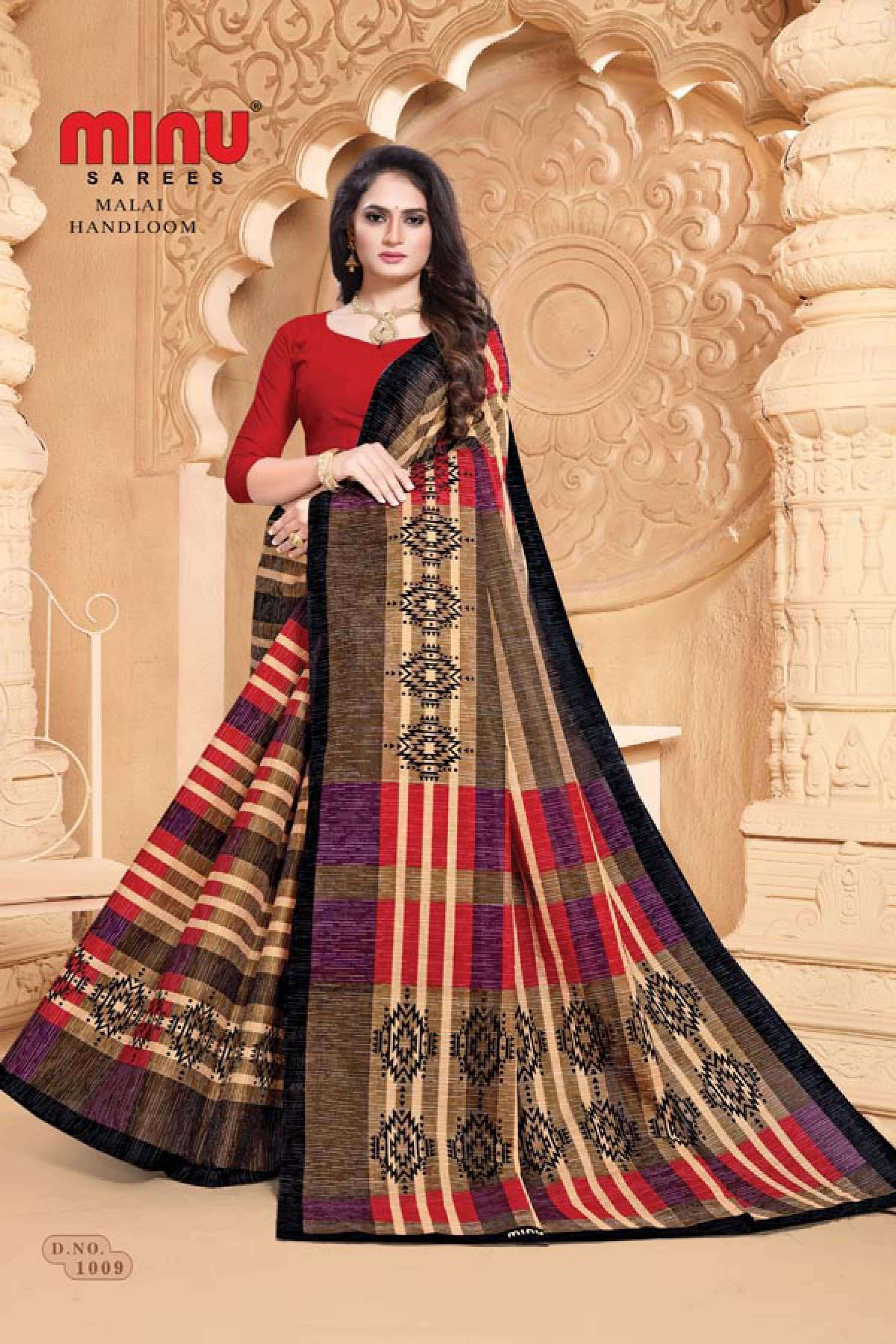 Minu MALAI HANDLOOM Cotton Saree-10P Catalog