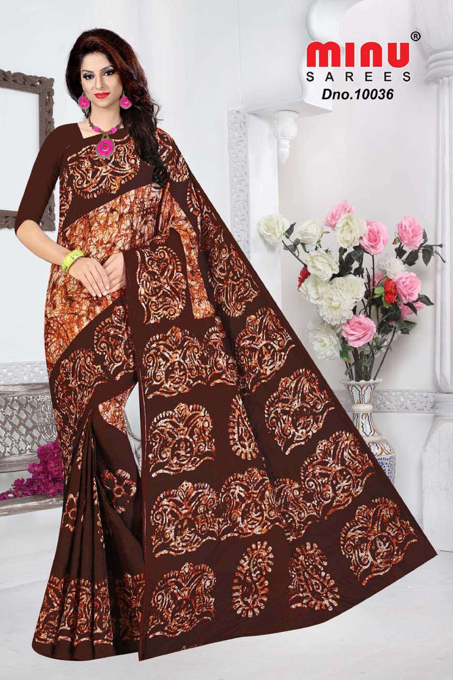 Minu PREMIUM BATIK Cotton Saree-10P Catalog