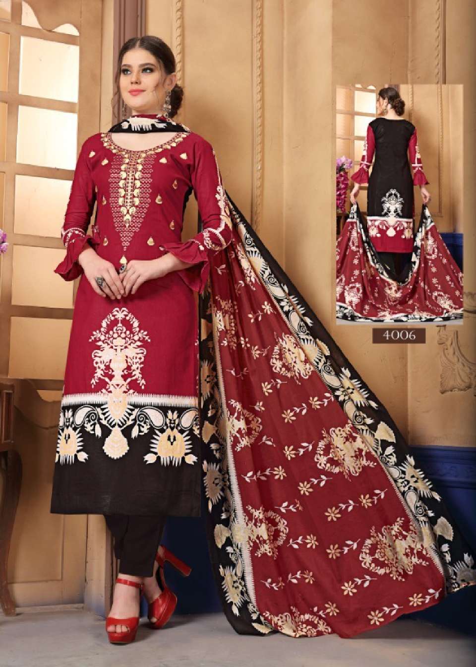 Minu RUKSANA Cotton Embroidered Dress Material-6P Catalog