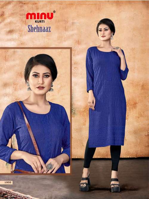 Minu SHEHNAAZ Rayon Chikan Kurtis-4P Catalog