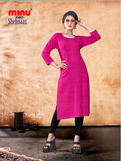 Minu SHEHNAAZ Rayon Chikan Kurtis-4P Catalog