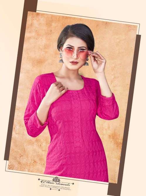 Minu SHEHNAAZ Rayon Chikan Kurtis-4P Catalog