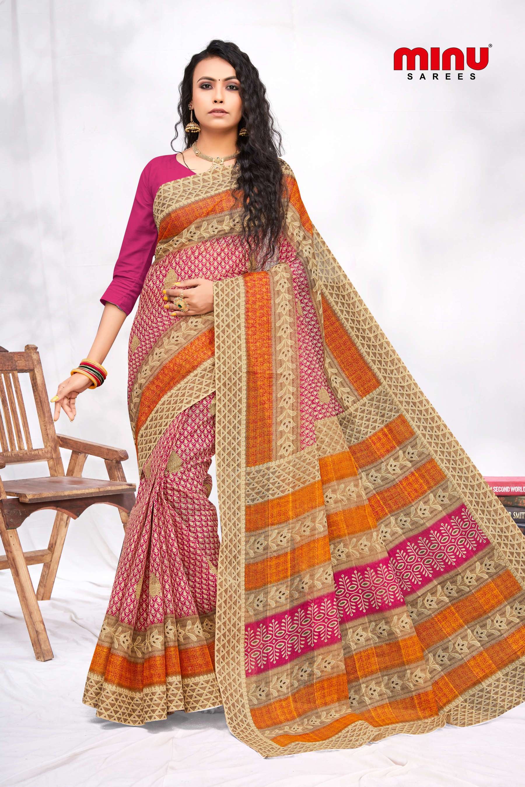 Minu SHREYA Cotton Saree-10P Catalog