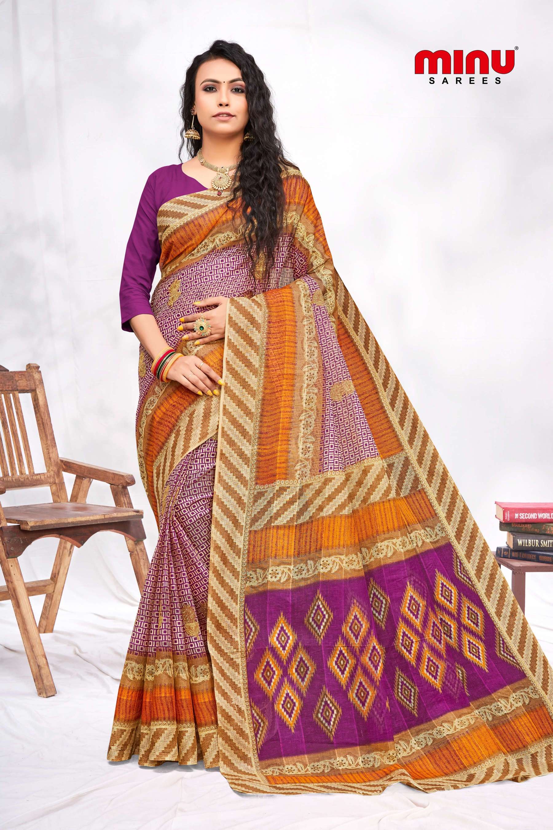 Minu SHREYA Cotton Saree-10P Catalog