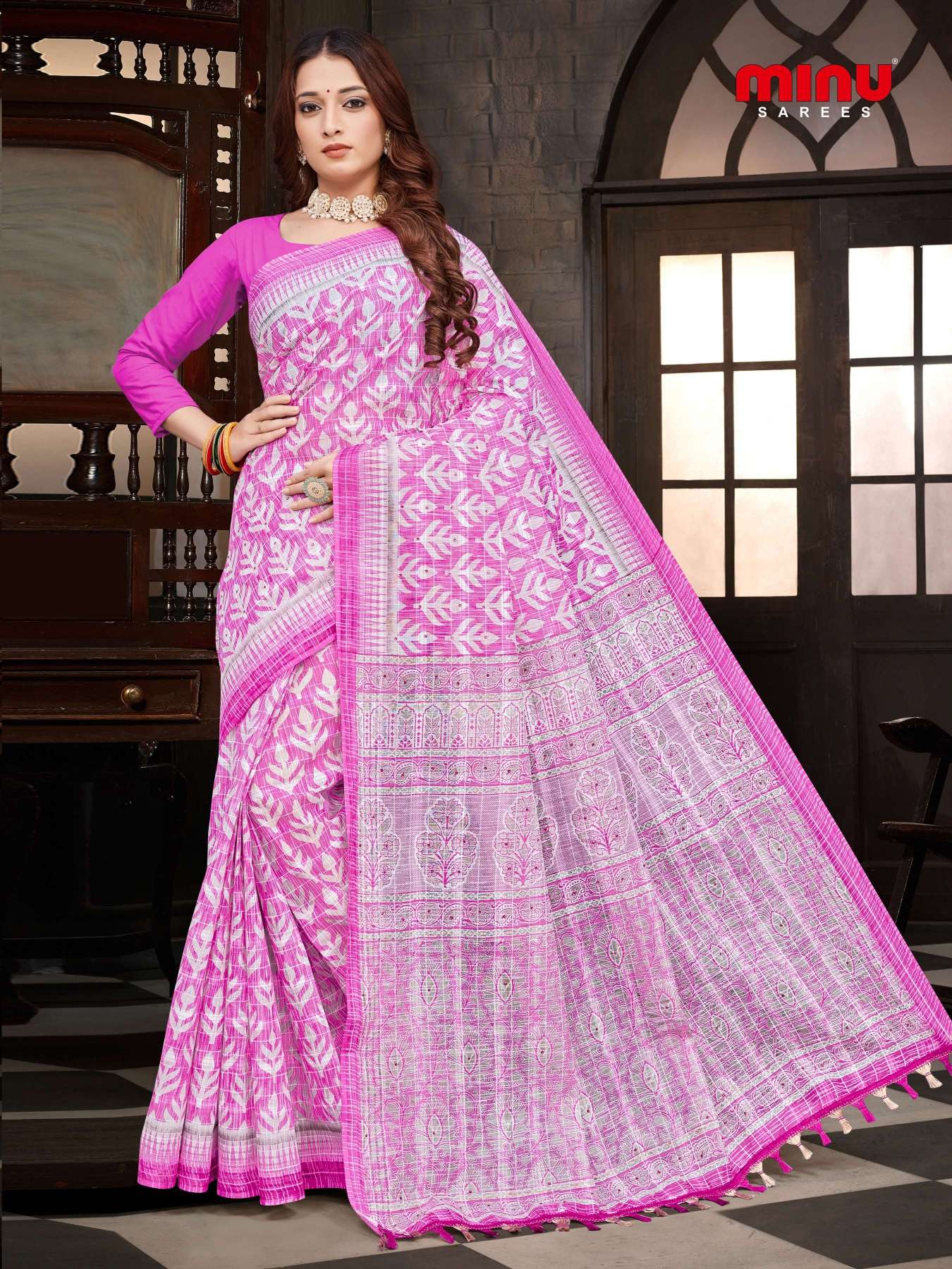 Minu SPRING BLOSSOM Cotton Saree-8P Catalog