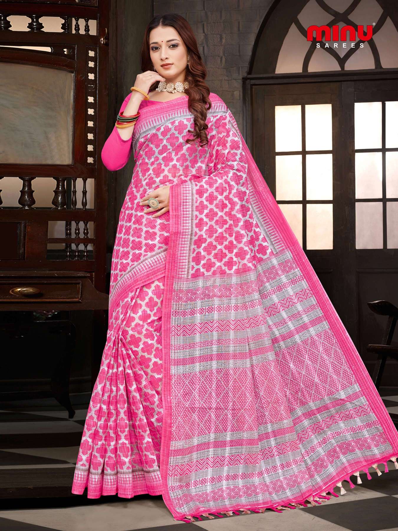 Minu SPRING BLOSSOM Cotton Saree-8P Catalog