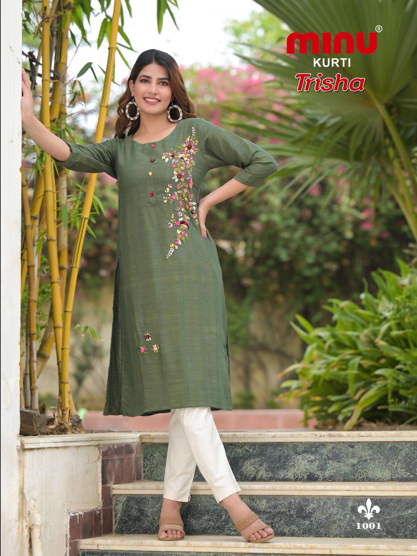 Minu TRISHA Rayon Embroidered Kurti-4P Catalog