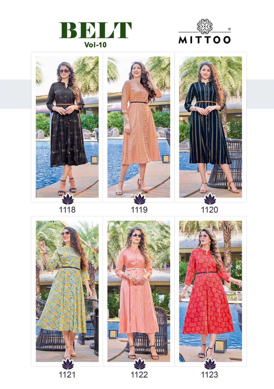  MITTOO BELT VOL 10  Rayon Printed Kurtis Catalogue