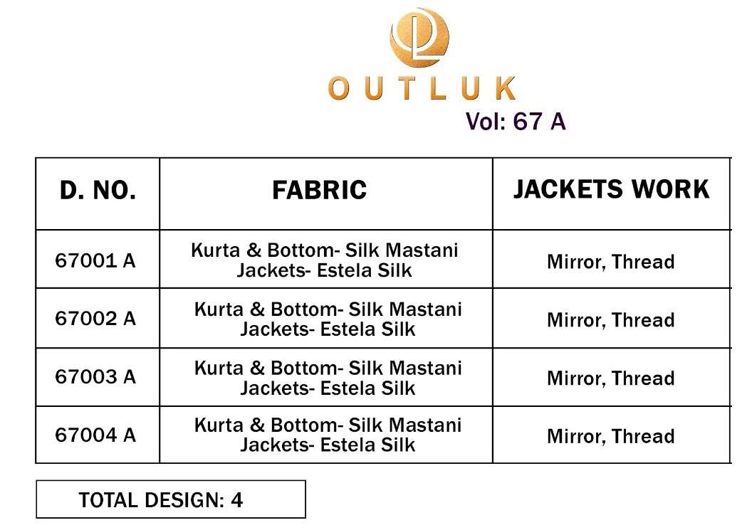 Outlook 67 A Festive Wear Kurta Pajama With Jacket Collection