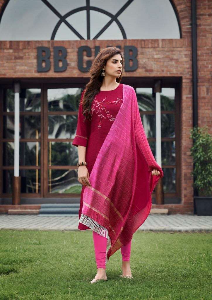 PARRA STUDIO CHUNNRI VOL 8 MASLIN KHATLI WORK FESTIVE WEAR KURTI WITH DUPATTA