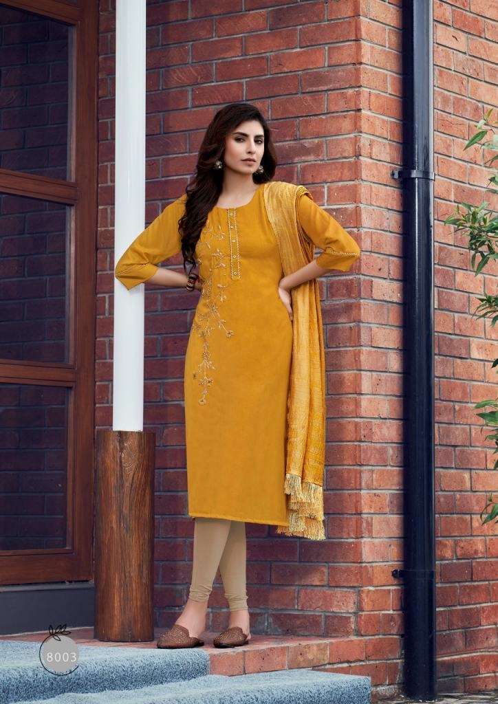 PARRA STUDIO CHUNNRI VOL 8 MASLIN KHATLI WORK FESTIVE WEAR KURTI WITH DUPATTA
