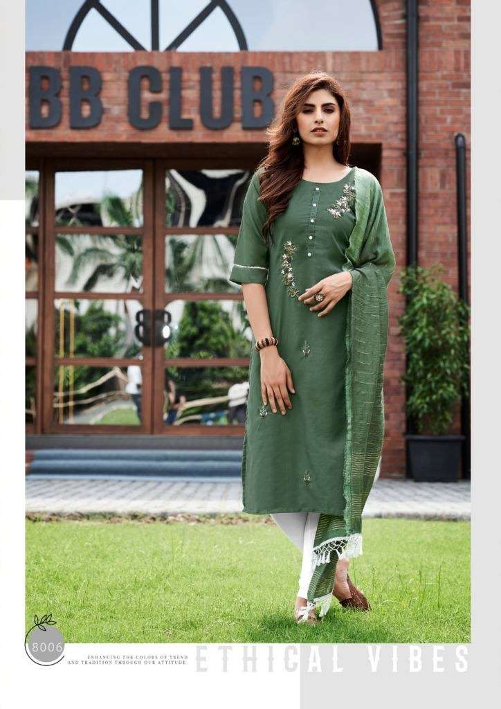 PARRA STUDIO CHUNNRI VOL 8 MASLIN KHATLI WORK FESTIVE WEAR KURTI WITH DUPATTA
