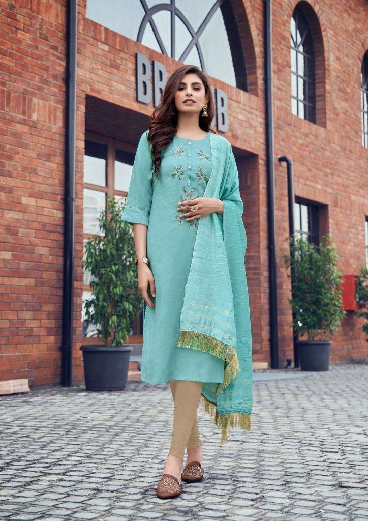 PARRA STUDIO CHUNNRI VOL 8 MASLIN KHATLI WORK FESTIVE WEAR KURTI WITH DUPATTA