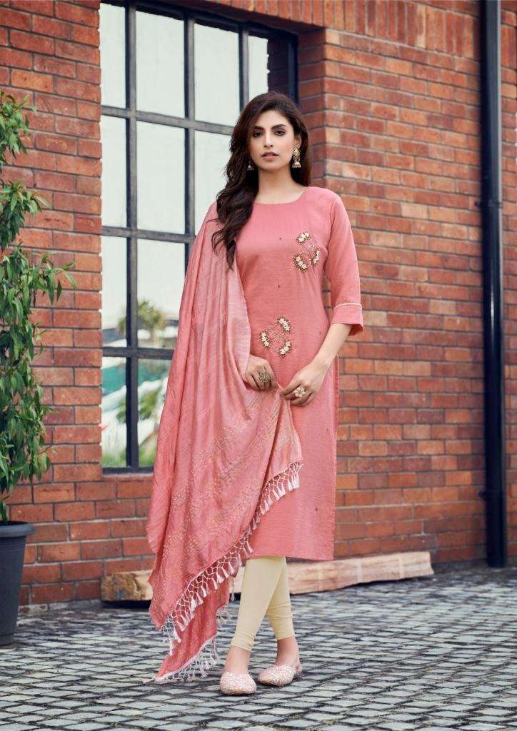 PARRA STUDIO CHUNNRI VOL 8 MASLIN KHATLI WORK FESTIVE WEAR KURTI WITH DUPATTA