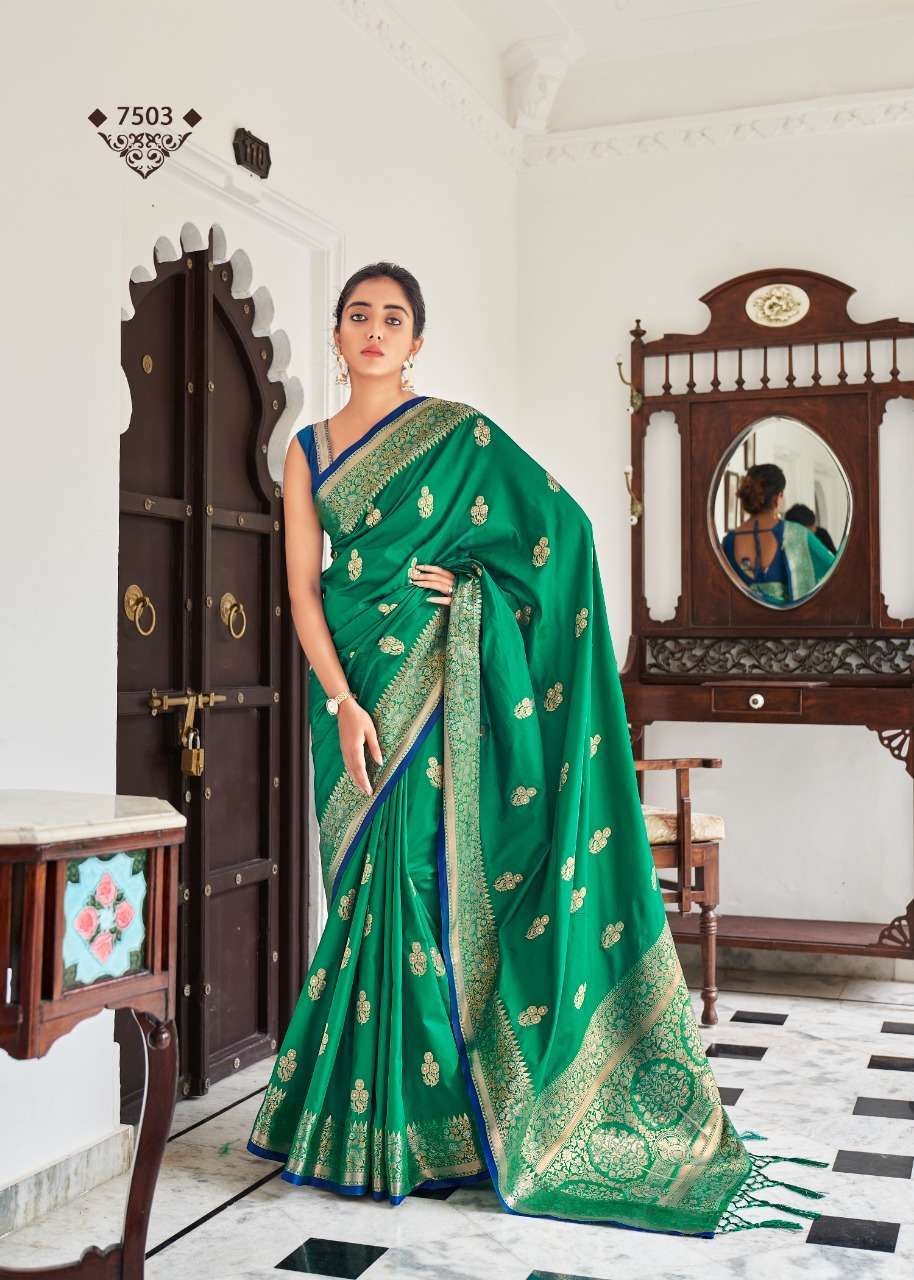 RAJYOG ANANYA SILK WEAVING SAREE WITH CONTRAST BLOUSE PATTERN