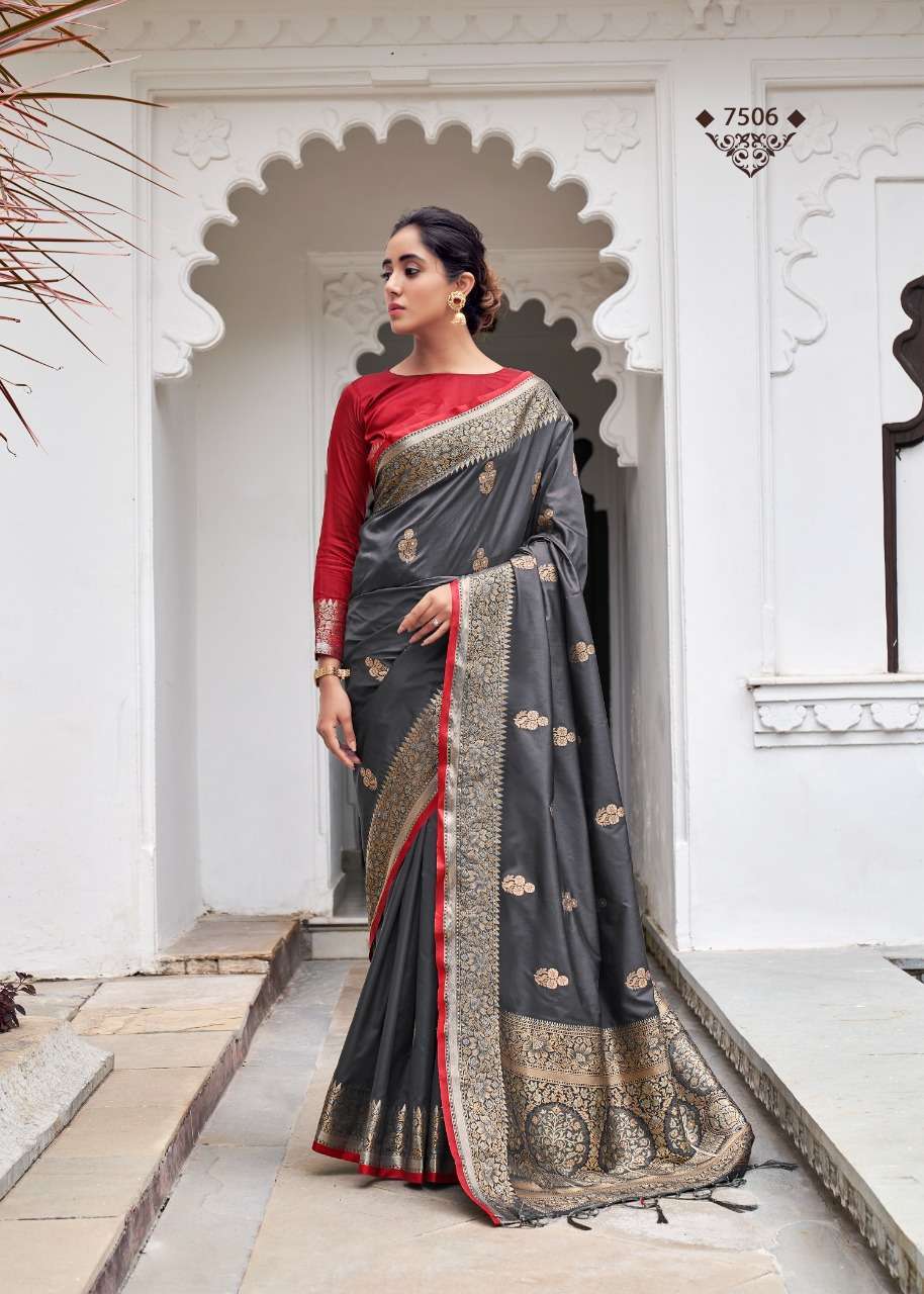 RAJYOG ANANYA SILK WEAVING SAREE WITH CONTRAST BLOUSE PATTERN