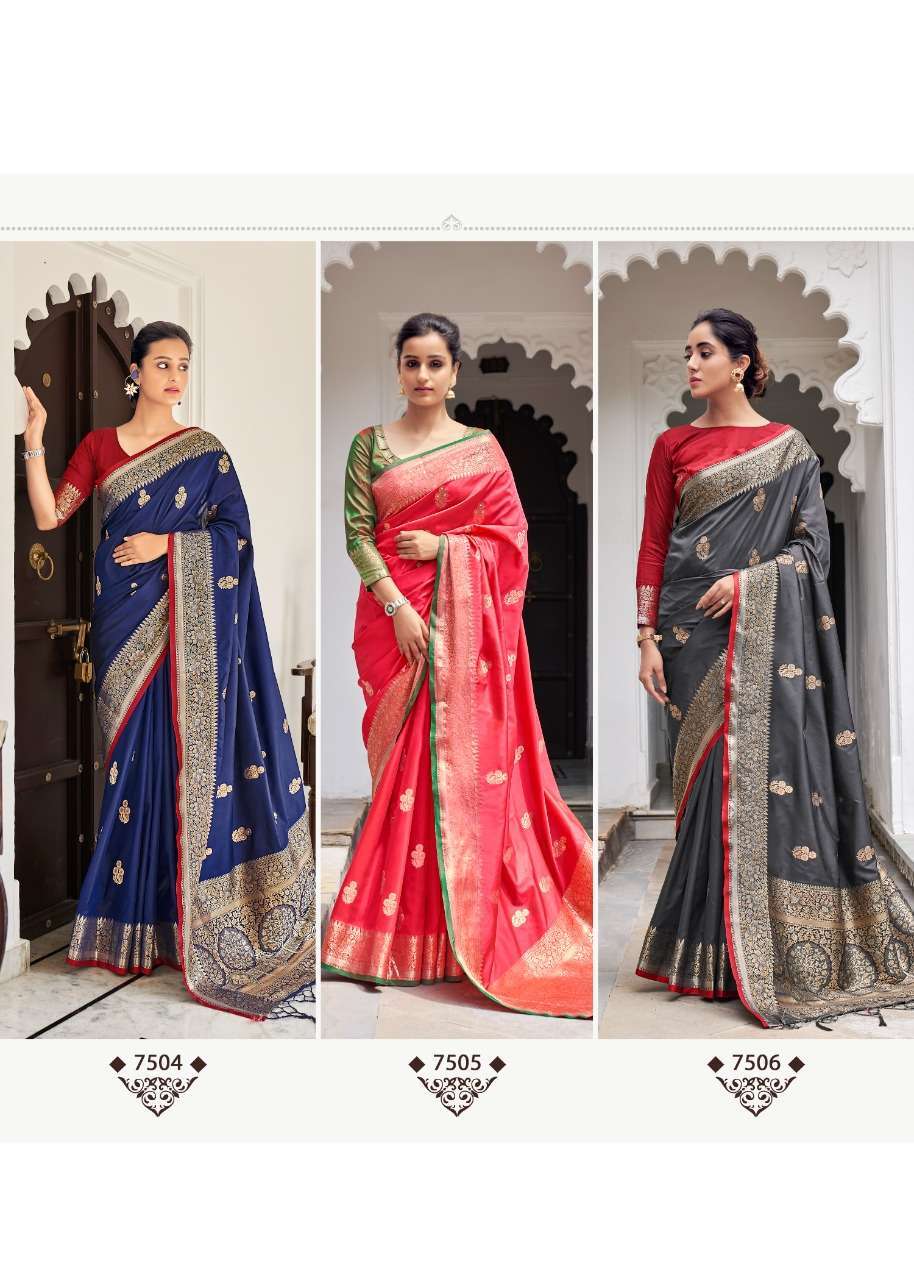 RAJYOG ANANYA SILK WEAVING SAREE WITH CONTRAST BLOUSE PATTERN