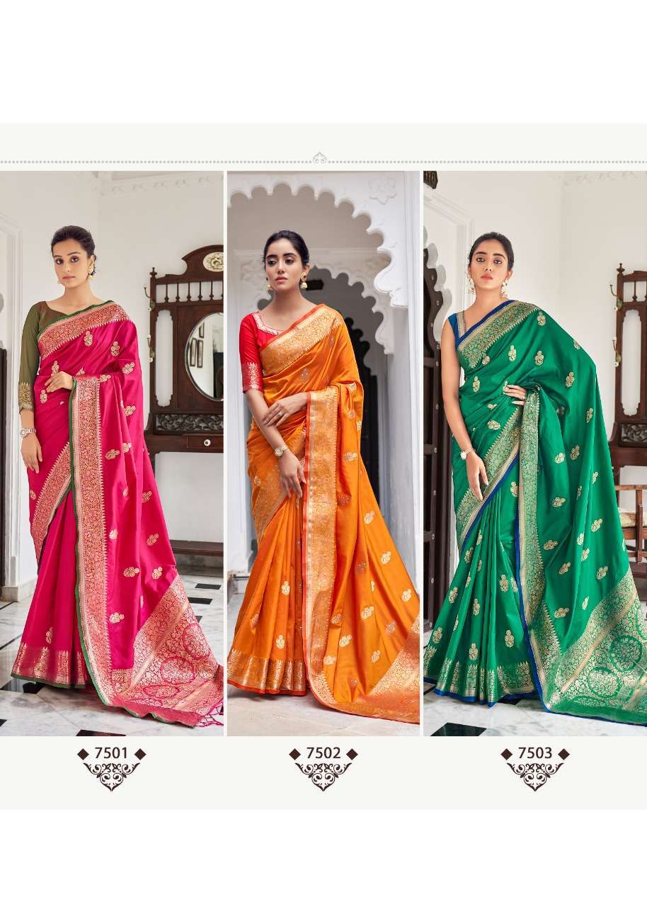 RAJYOG ANANYA SILK WEAVING SAREE WITH CONTRAST BLOUSE PATTERN