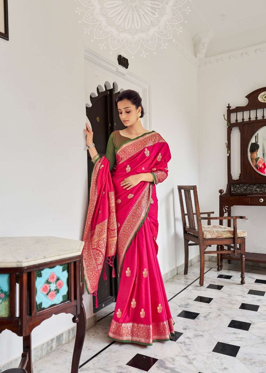 RAJYOG ANANYA SILK WEAVING SAREE WITH CONTRAST BLOUSE PATTERN