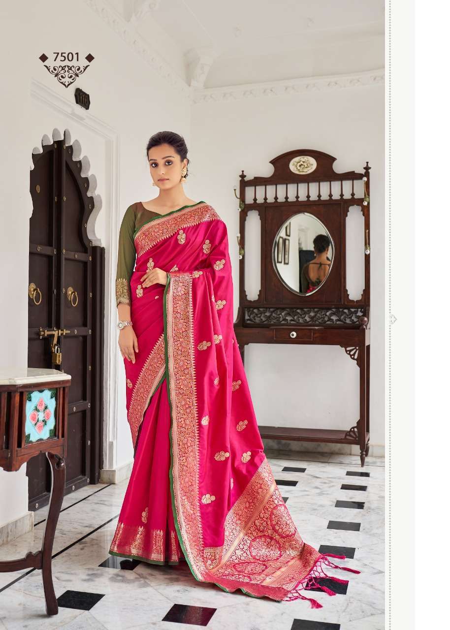 RAJYOG ANANYA SILK WEAVING SAREE WITH CONTRAST BLOUSE PATTERN
