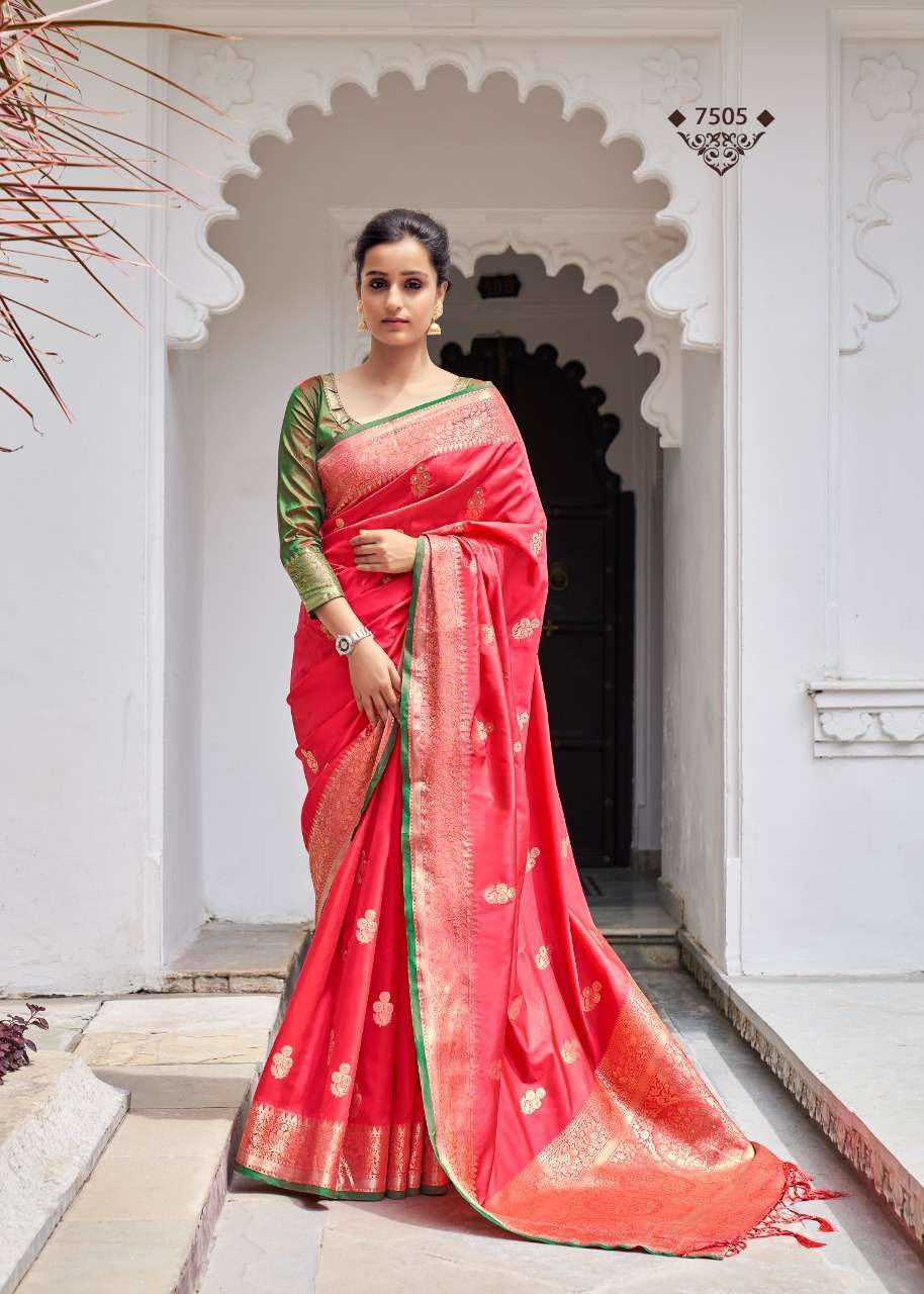 RAJYOG ANANYA SILK WEAVING SAREE WITH CONTRAST BLOUSE PATTERN