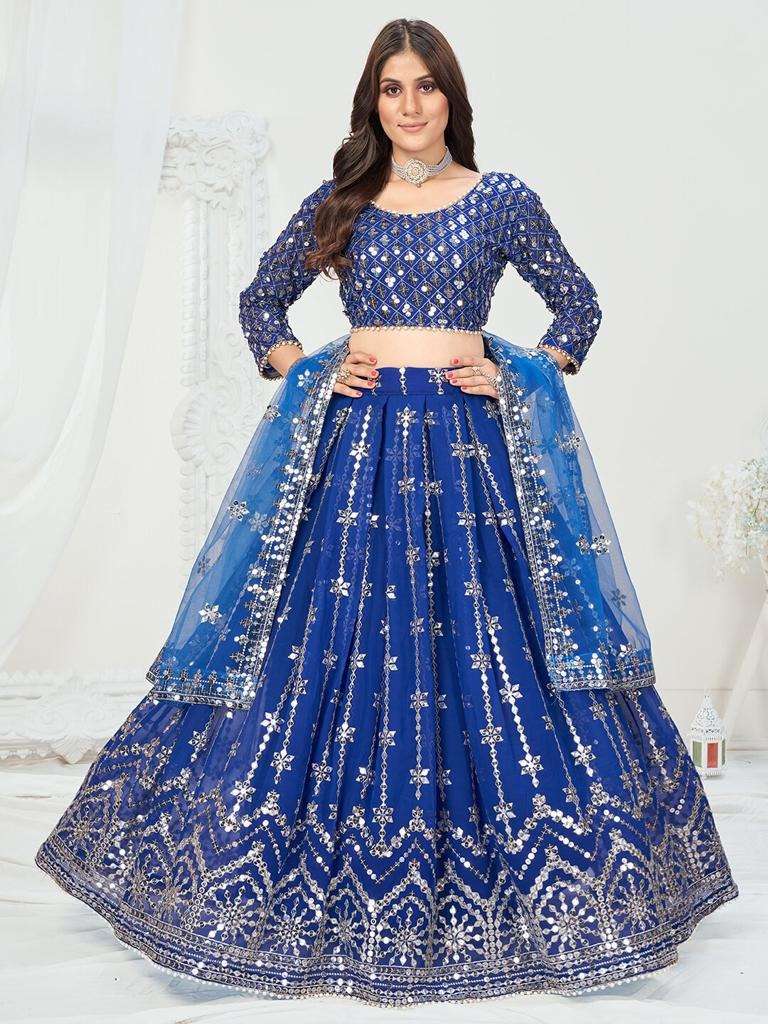 Royal Blue Sequence Embroidered Georgette Sangeet Special Lehenga Choli