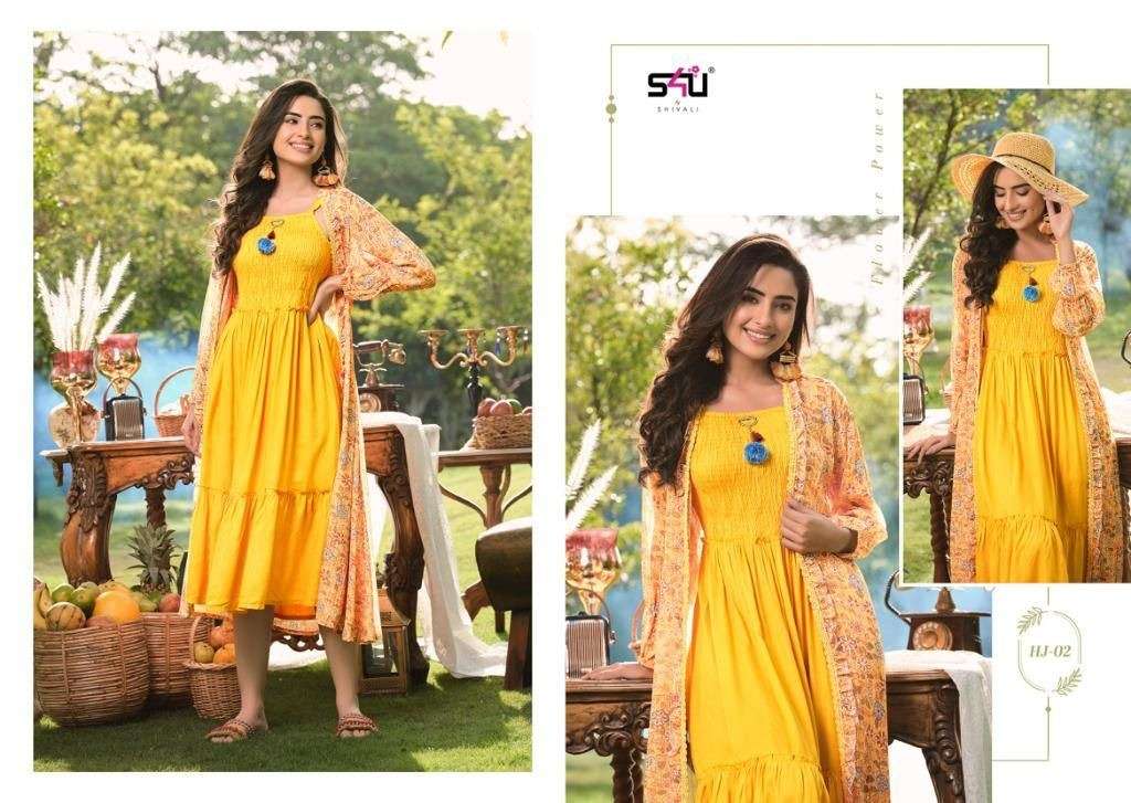 S4U HELLO JACKET VOL 7 SEQUINS GEORGETTE DESIGNER KURTI WITH JACKET