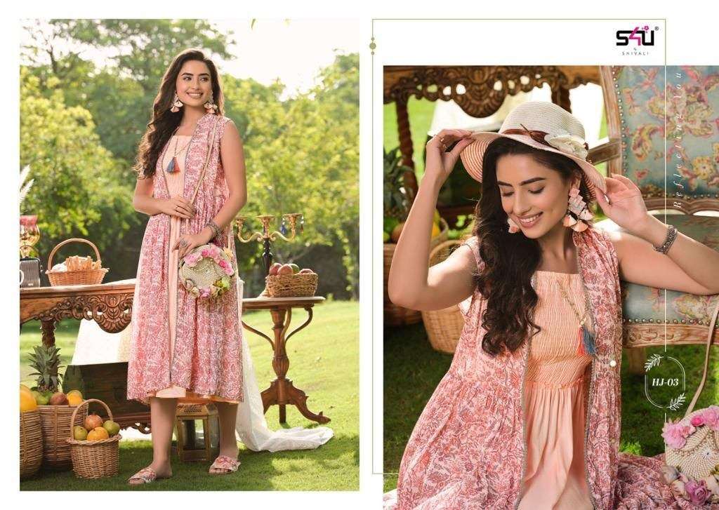 S4U HELLO JACKET VOL 7 SEQUINS GEORGETTE DESIGNER KURTI WITH JACKET