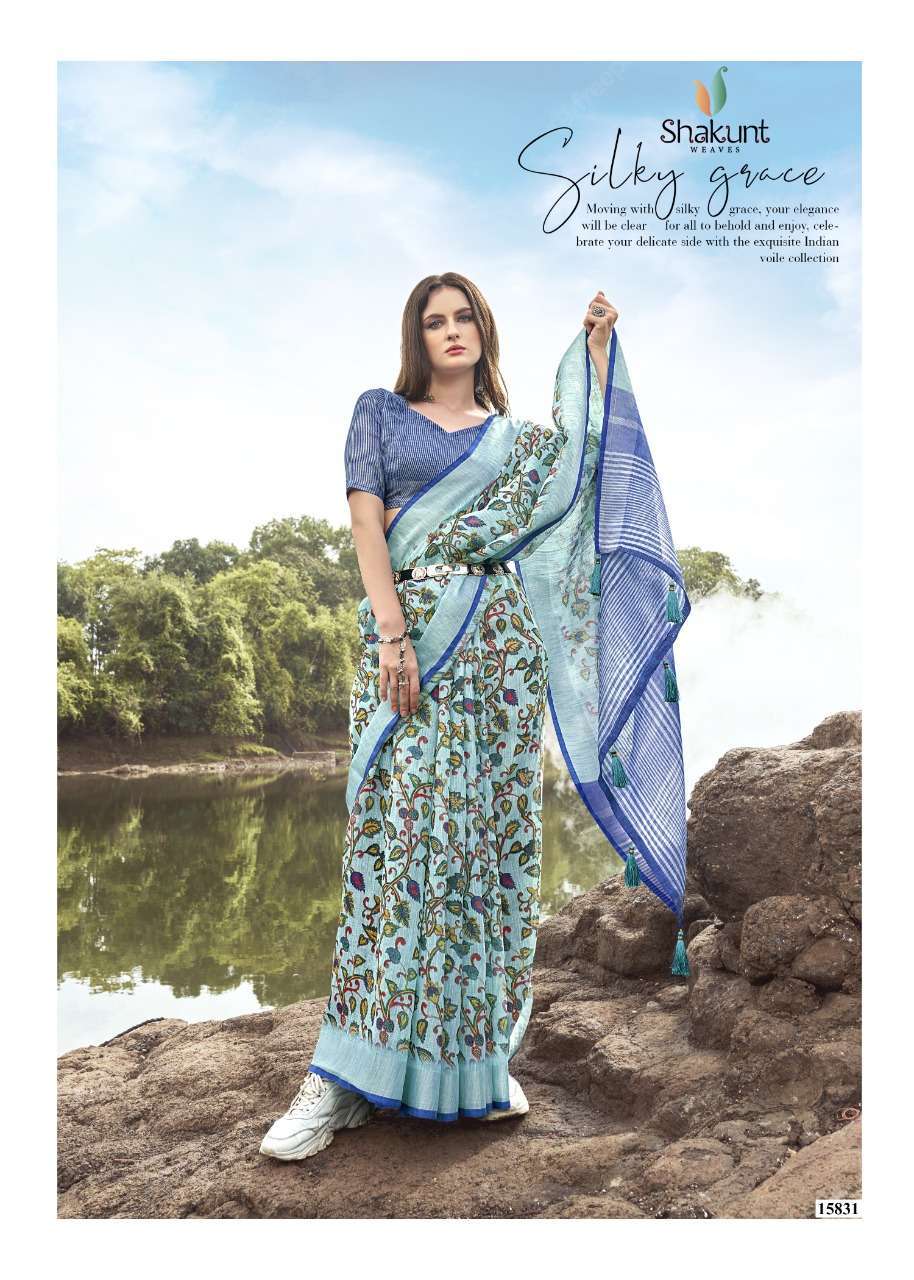 SHAKUNT WEAVES MEENA LINEN SAREE ONLINE SUPPLIER
