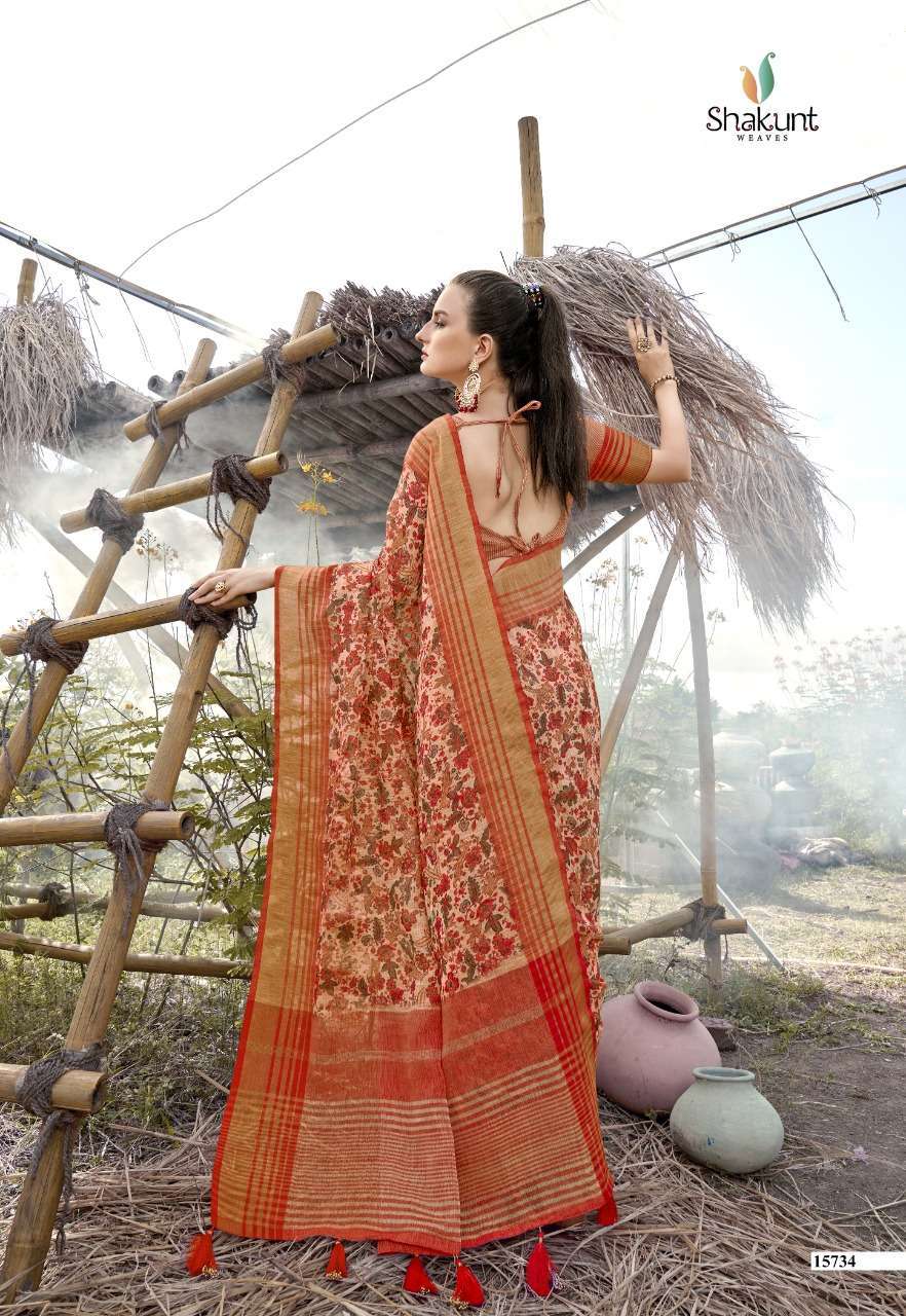 SHAKUNT WEAVES MEENA LINEN SAREE ONLINE SUPPLIER