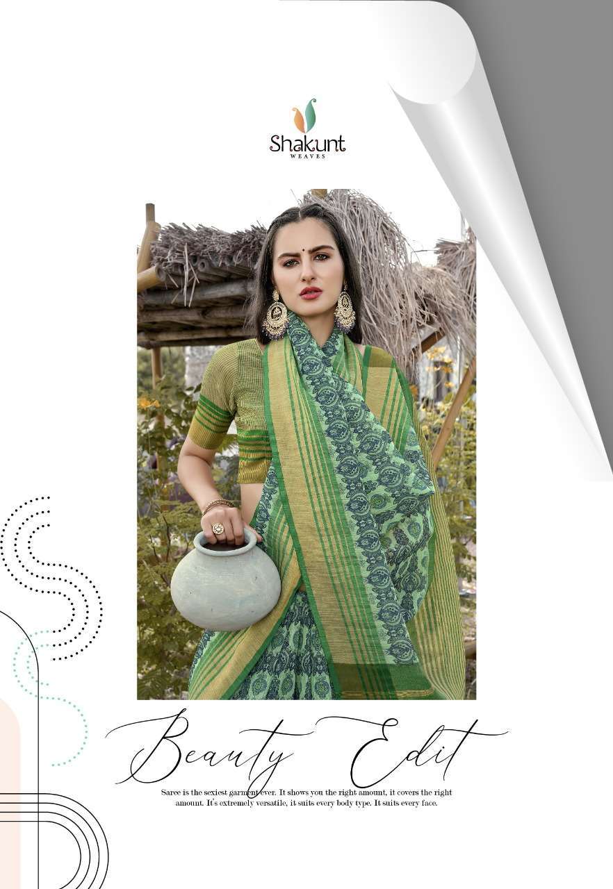 SHAKUNT WEAVES MEENA LINEN SAREE ONLINE SUPPLIER