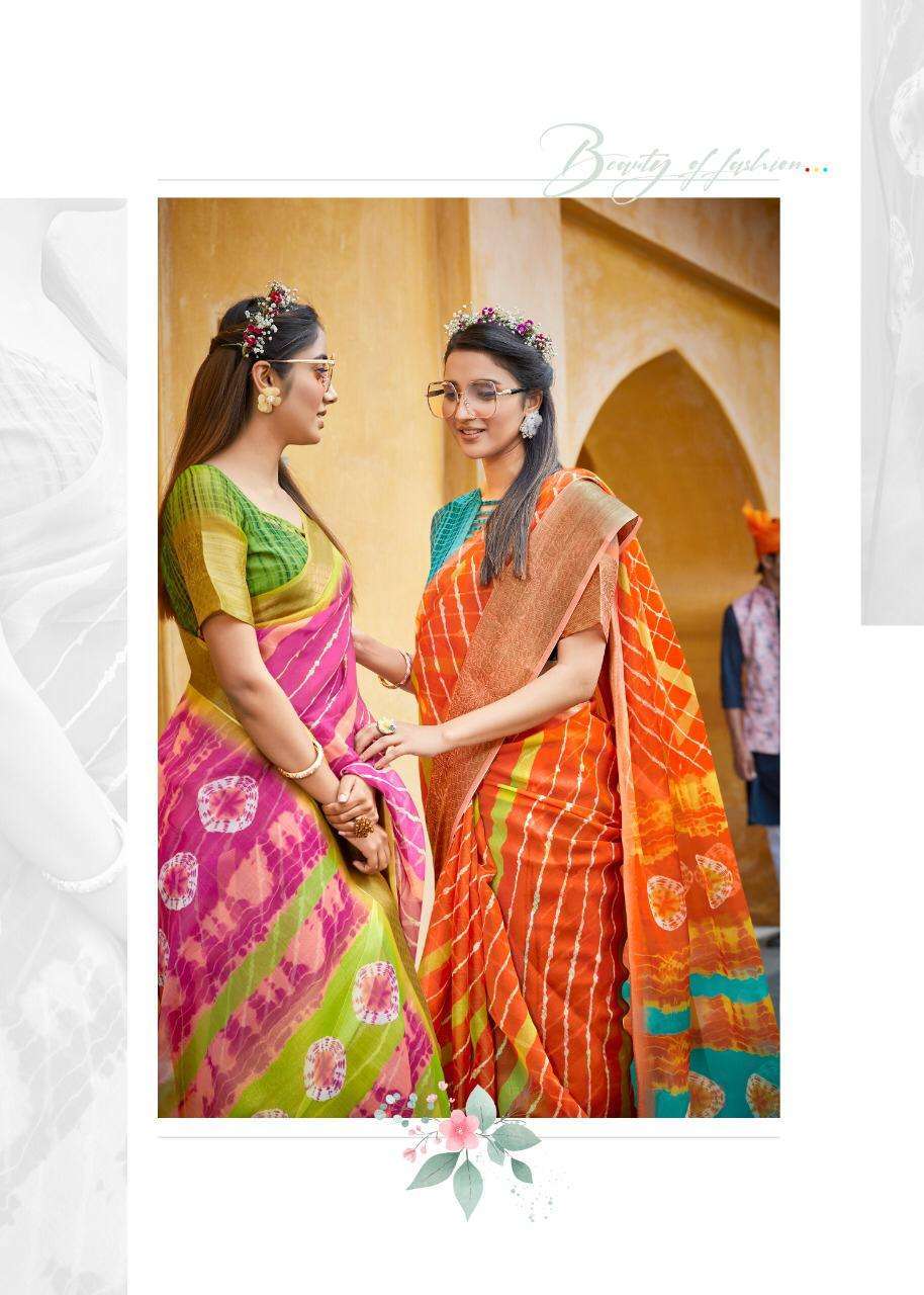 SHVETAMBAR CREATION LEHARIYA PATTU ORGANZA PRINTED LADIES SARIS AUTHORIZED SUPPLIER