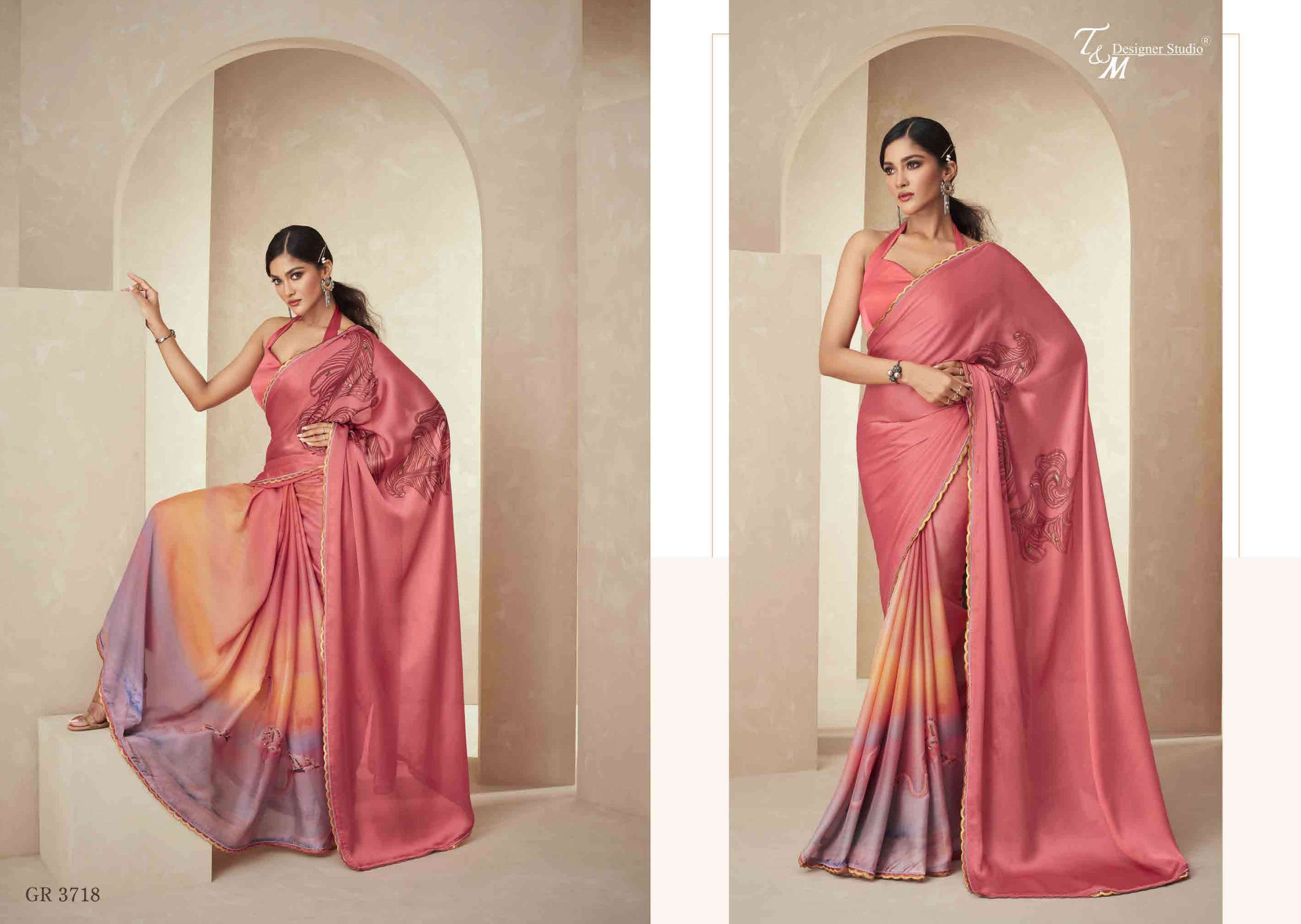 T & M DESIGNER GRACE VOL 17 3709-3722 SERIES BRANDED SAREE WHOLESALER IN SURAT
