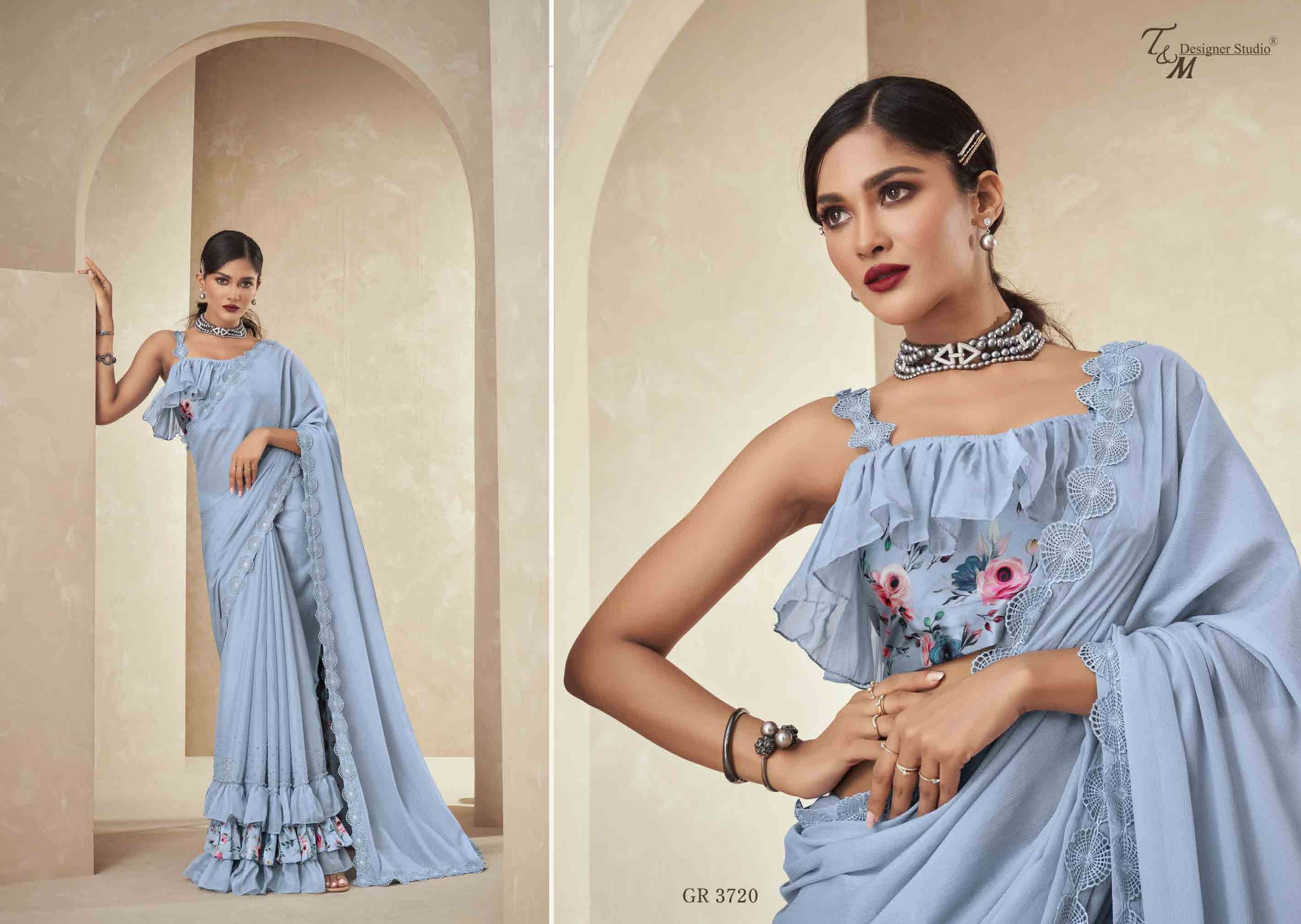 T & M DESIGNER GRACE VOL 17 3709-3722 SERIES BRANDED SAREE WHOLESALER IN SURAT