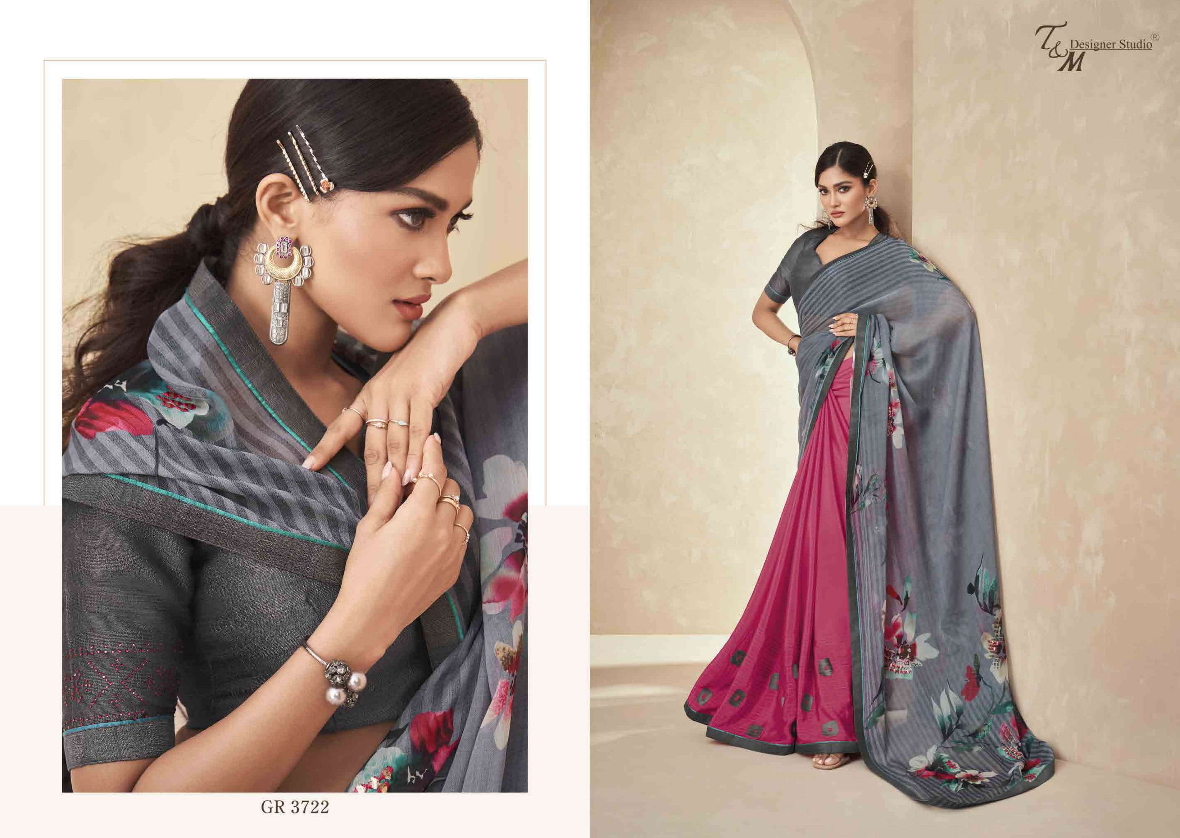 T & M DESIGNER GRACE VOL 17 3709-3722 SERIES BRANDED SAREE WHOLESALER IN SURAT