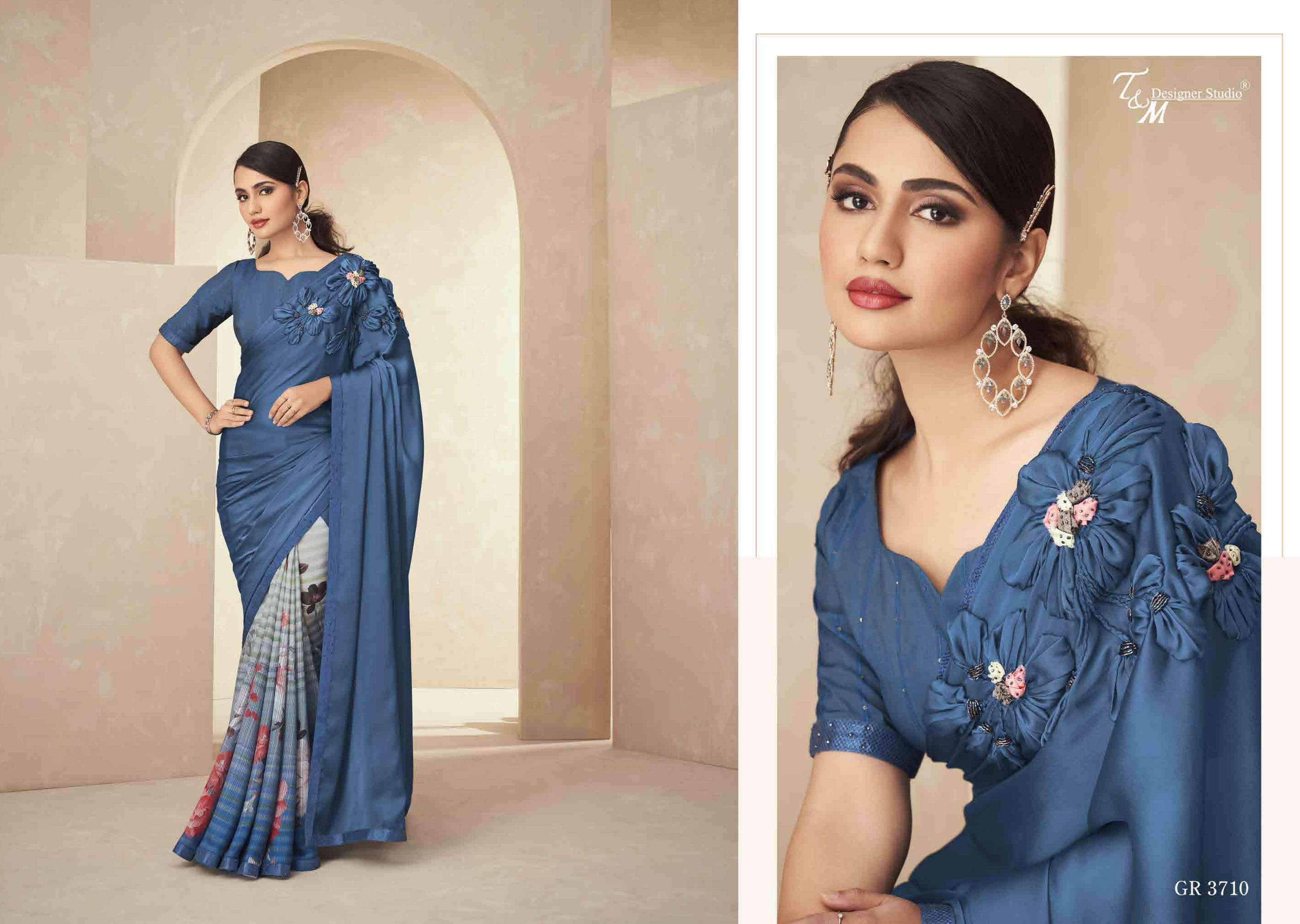 T & M DESIGNER GRACE VOL 17 3709-3722 SERIES BRANDED SAREE WHOLESALER IN SURAT