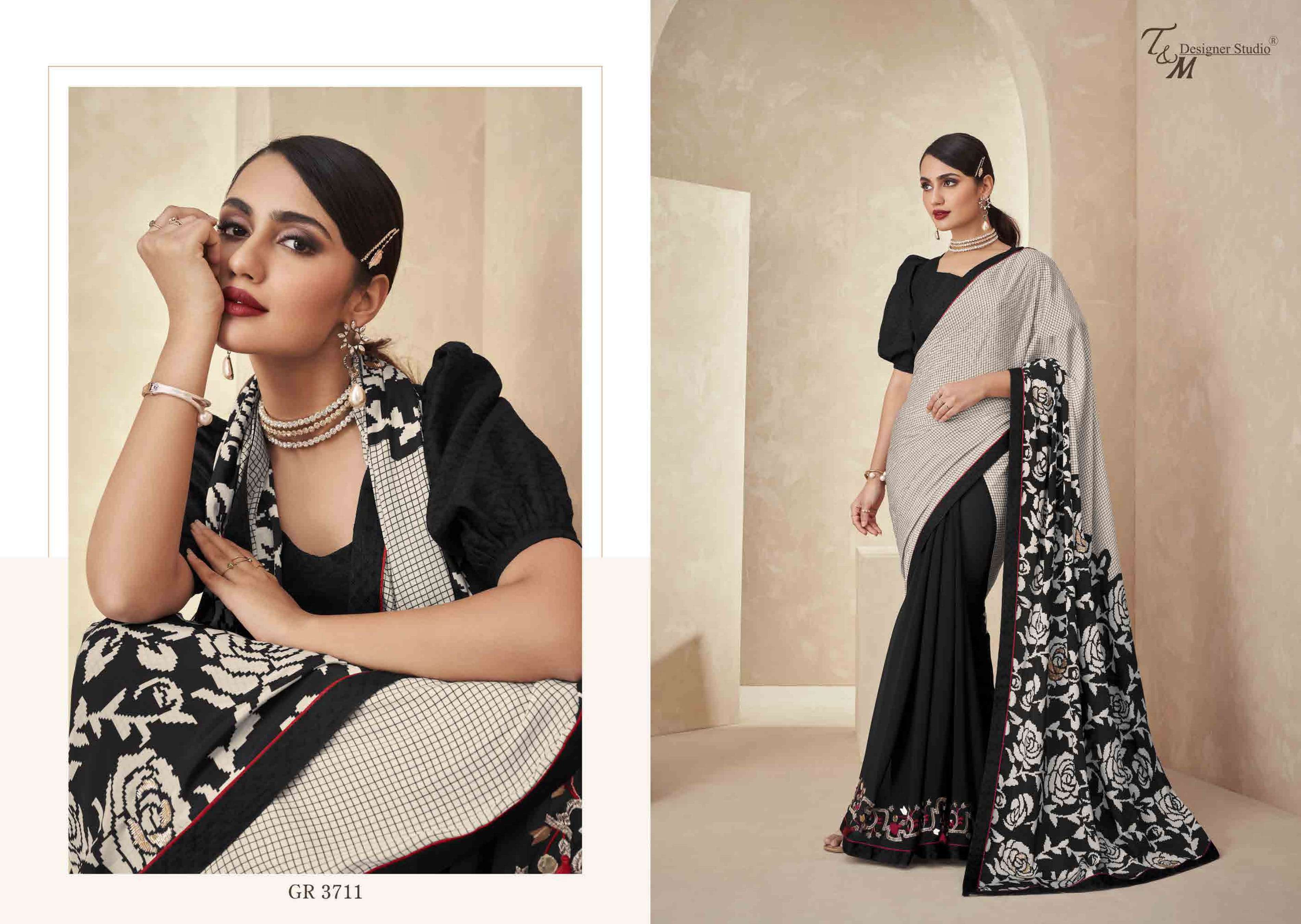 T & M DESIGNER GRACE VOL 17 3709-3722 SERIES BRANDED SAREE WHOLESALER IN SURAT