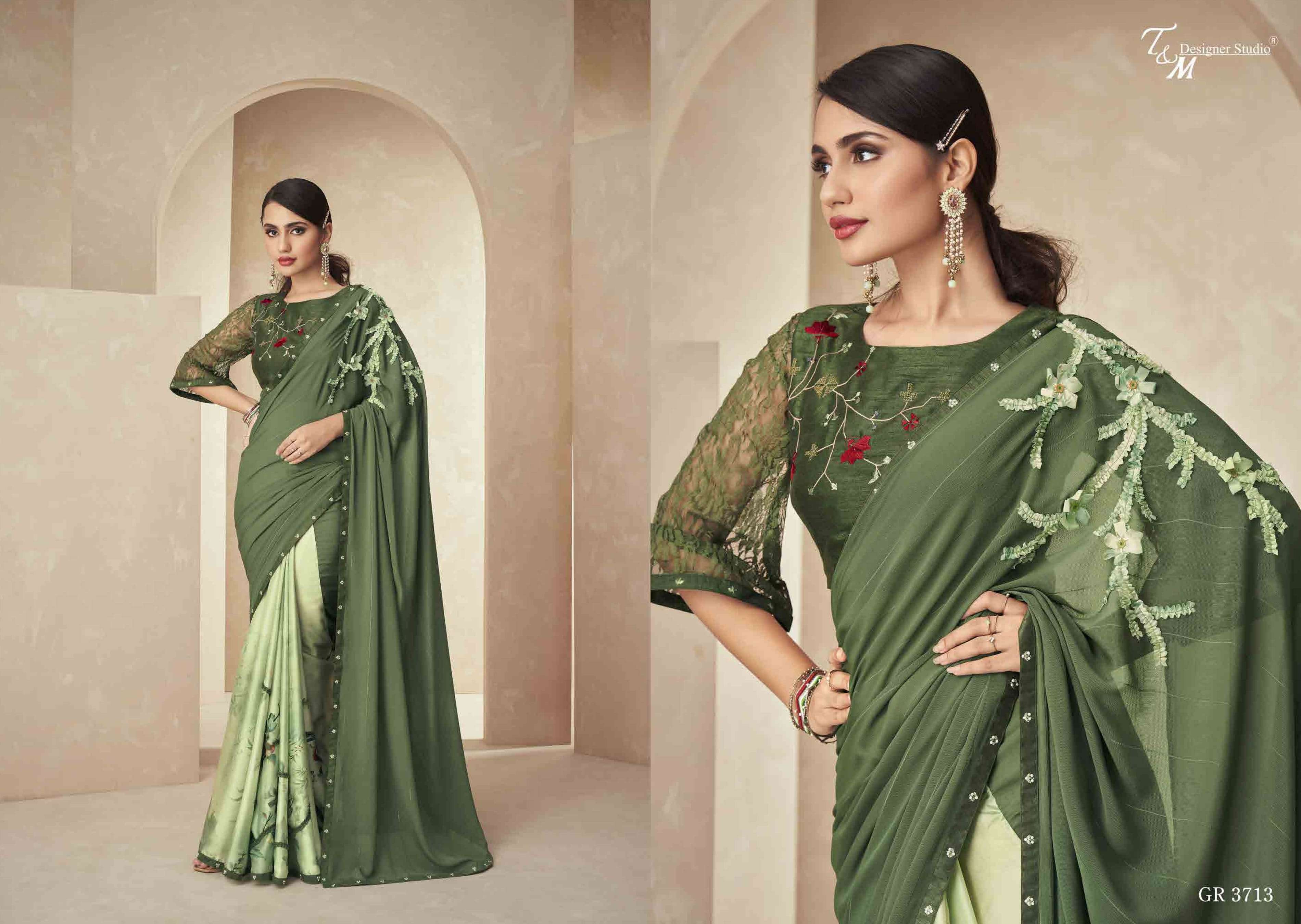 T & M DESIGNER GRACE VOL 17 3709-3722 SERIES BRANDED SAREE WHOLESALER IN SURAT