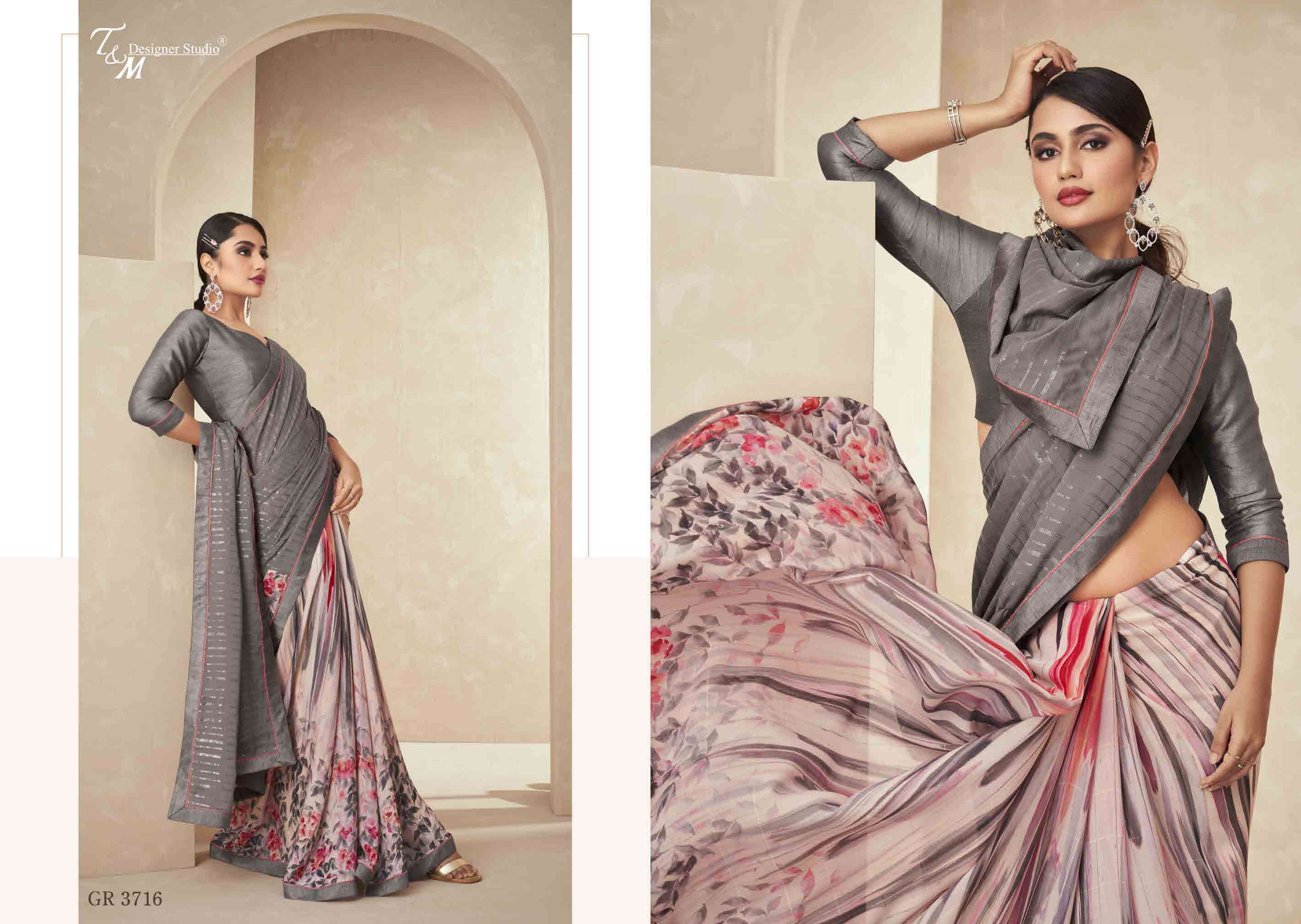 T & M DESIGNER GRACE VOL 17 3709-3722 SERIES BRANDED SAREE WHOLESALER IN SURAT