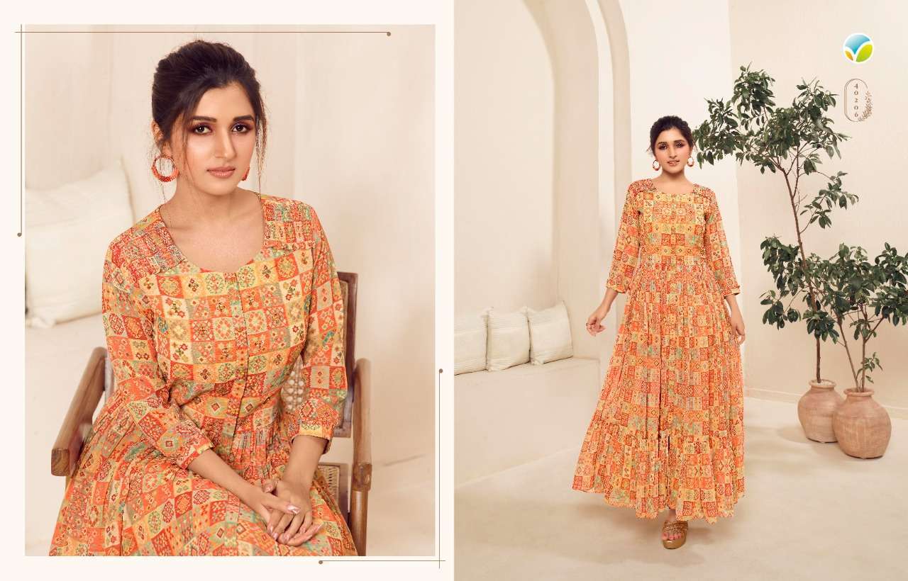  TUMBAA DYNAMIC VOL 2 BY VINAY GEORGETTE DIGITAL PRINTED EMBROIDERY LONG GOWN