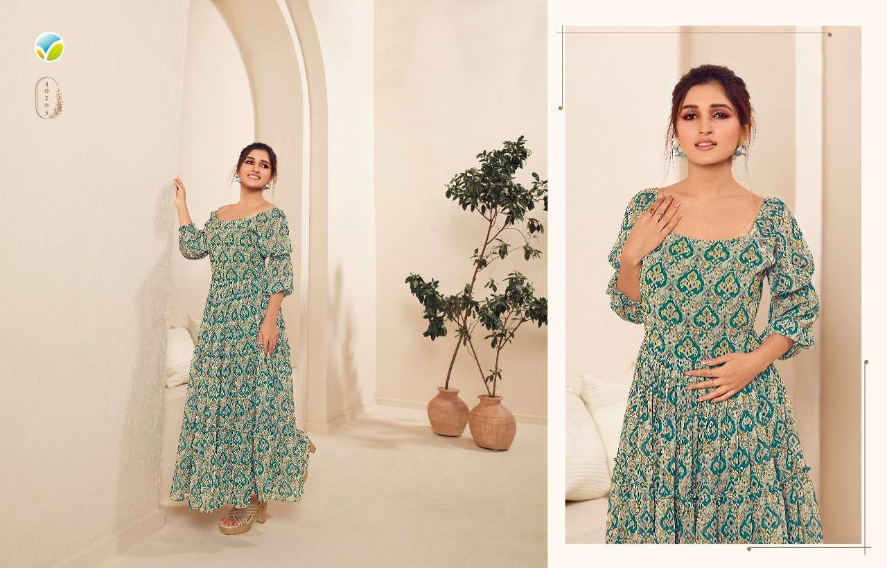  TUMBAA DYNAMIC VOL 2 BY VINAY GEORGETTE DIGITAL PRINTED EMBROIDERY LONG GOWN