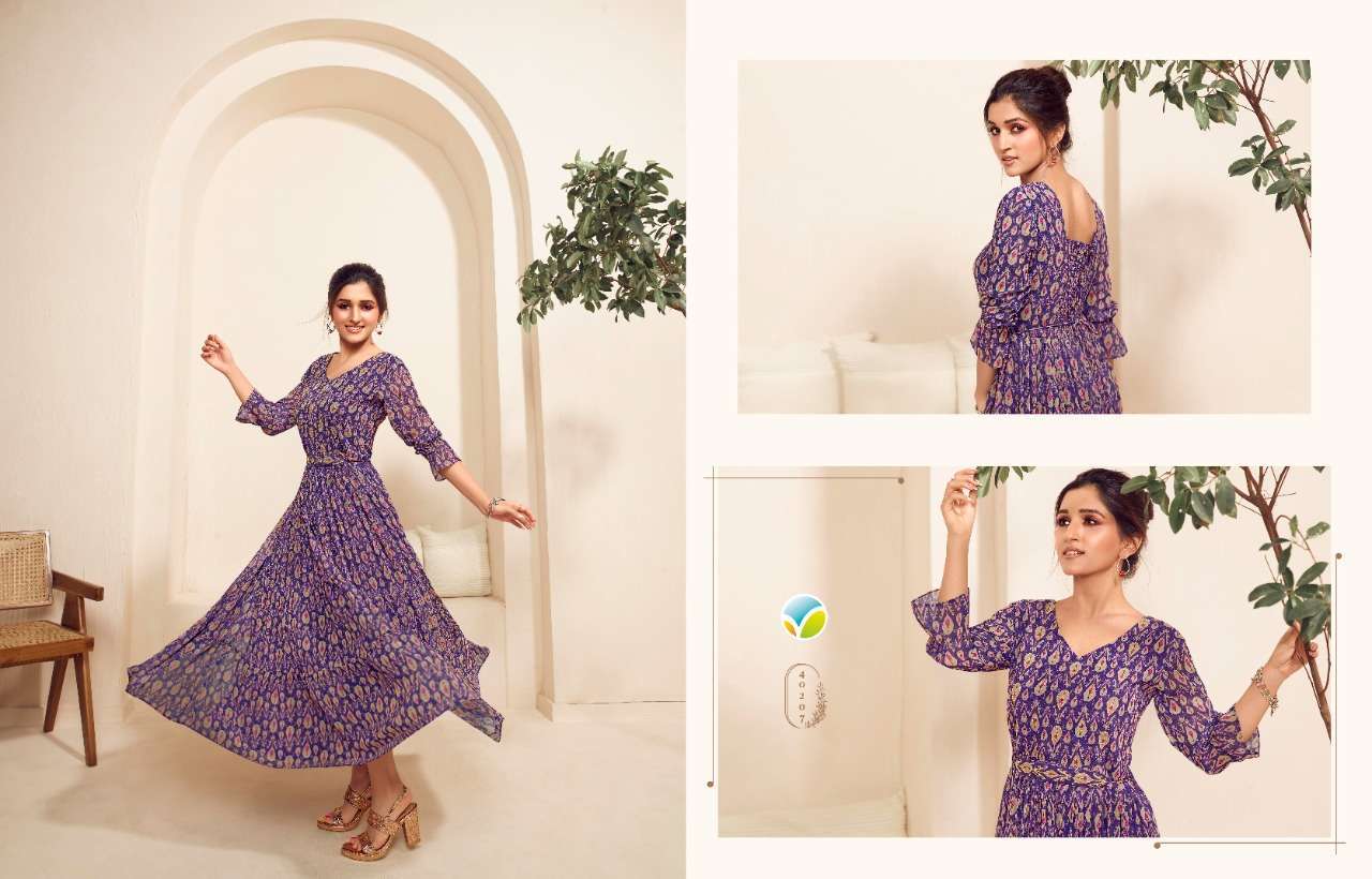  TUMBAA DYNAMIC VOL 2 BY VINAY GEORGETTE DIGITAL PRINTED EMBROIDERY LONG GOWN
