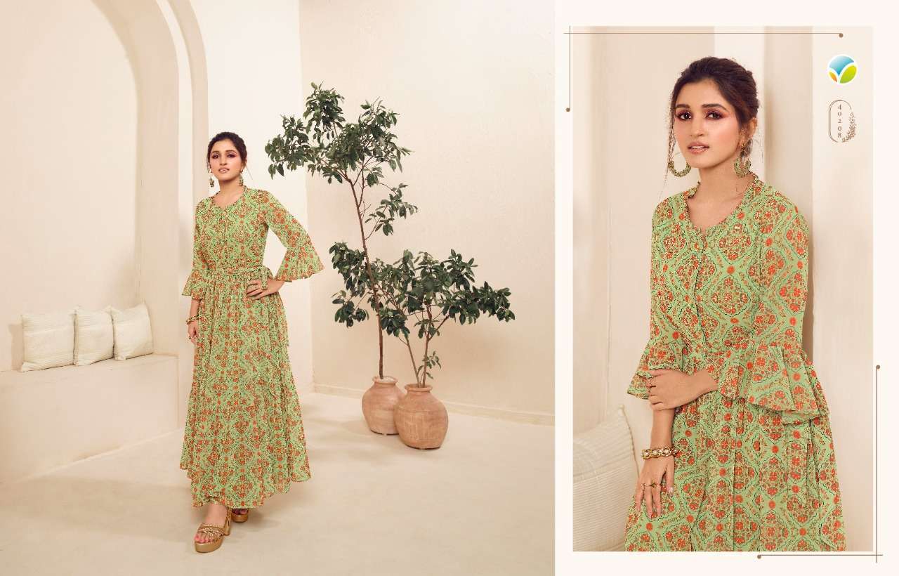  TUMBAA DYNAMIC VOL 2 BY VINAY GEORGETTE DIGITAL PRINTED EMBROIDERY LONG GOWN
