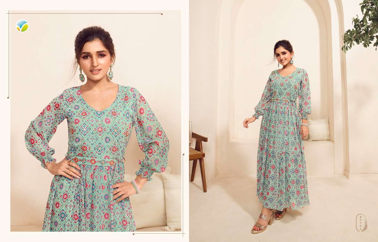  TUMBAA DYNAMIC VOL 2 BY VINAY GEORGETTE DIGITAL PRINTED EMBROIDERY LONG GOWN